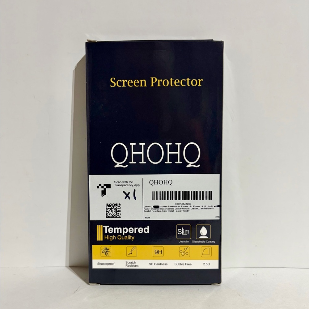 QHOHQ 6.1" Screen Protector iPhone 13 14 Tempered Glass 2 Camera Protectors NEW